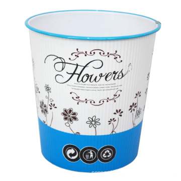 Plastic Flower Printed Open Top Garbage Bin (B06-930H)